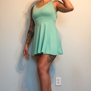 Seafoam green skater dress with heart shaped back